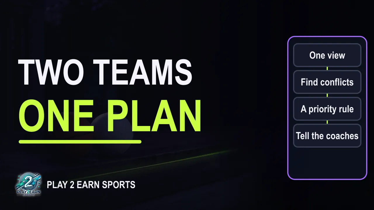Title card of the video "Child on Two Teams? A Calm Schedule Plan for Parents"