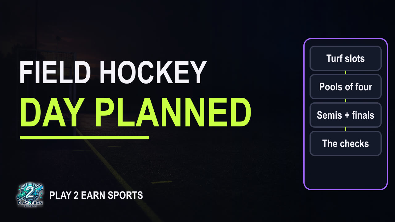 Title card of the video "Field Hockey Tournament Schedule: Turf Slots, Pools and Finals"