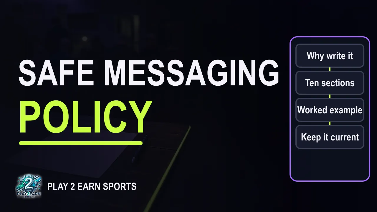 Title card of the video "Safe Sport Communication Policy: A Youth Club Template"
